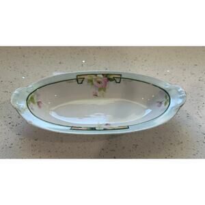 Antique 1920's Nippon Hand Painted Floral Design Butter Dish
